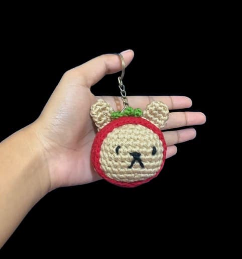 Strawberry cat keychain